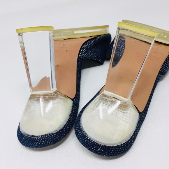 Stuart Weitzman Glass Lucite block heel slide 10 - Picture 8 of 8